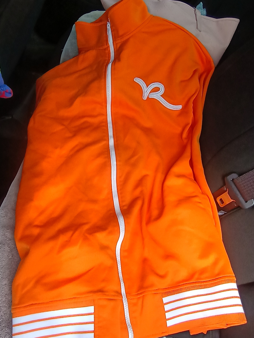 Rocawear Bright Orange Zip-Front Shirt Jacket with White Trim